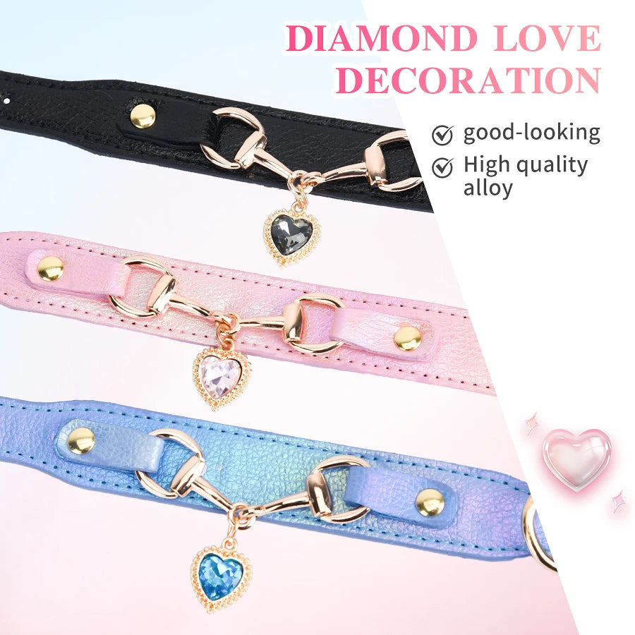 Rhinestone Heart Charm Color-Changing Dog Collar