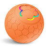 Orange elektronischer Haustierball mit Pfotenspuren-Design auf der Oberseite.