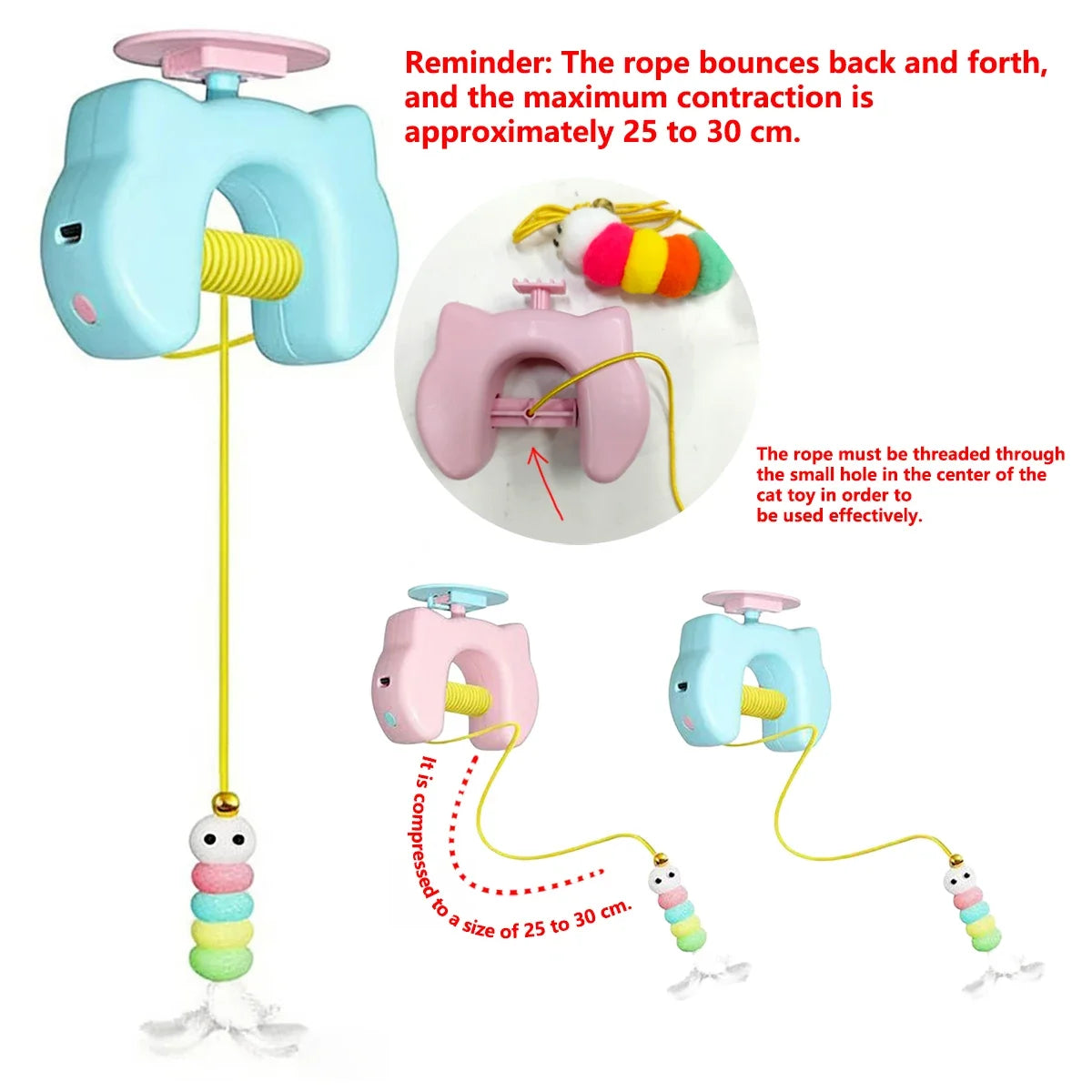 Smart Hanging Cat Toy with Feathers and Twin Ropes