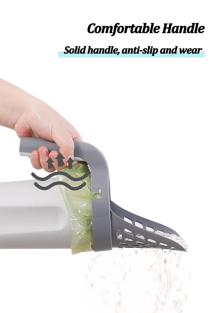 Cat Litter Scoop with Integrated Waste Bag Holder