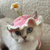 Cute Adjustable Cat Hat with Flowers for Cats and Small Dogs