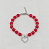 Pearl Pet Necklace with Heart-Shaped Rhinestone Pendant
