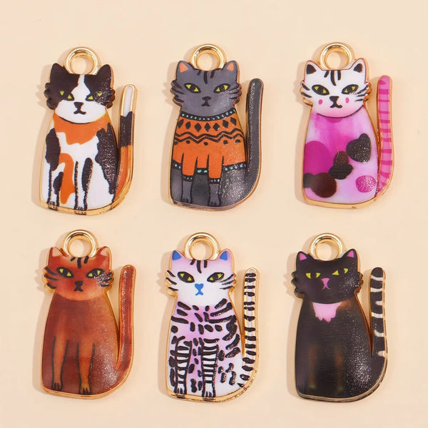 Colorful Cartoon Cat & Animal Enamel Charms for DIY Jewelry Making