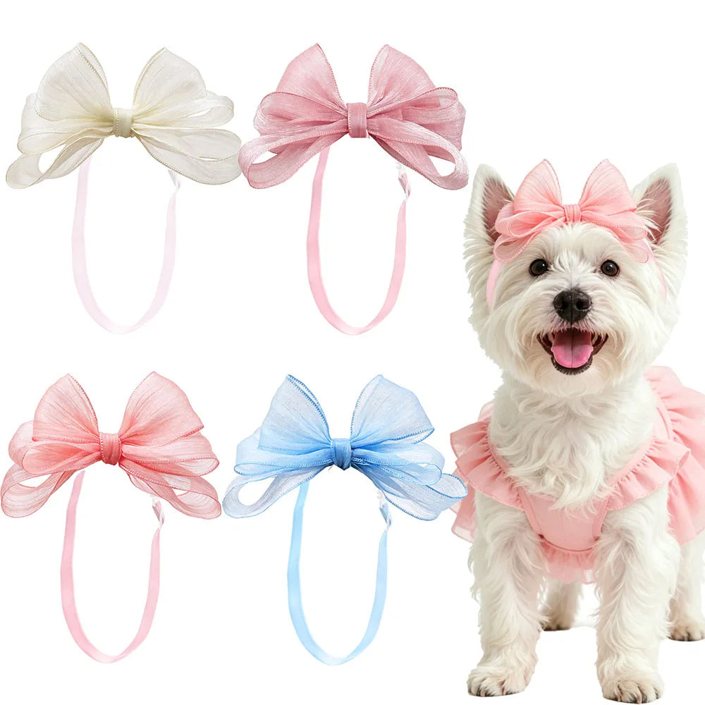 Handmade Pet Hair Bows – Adjustable Multi-Style Cloth Bows for Dogs and Cats