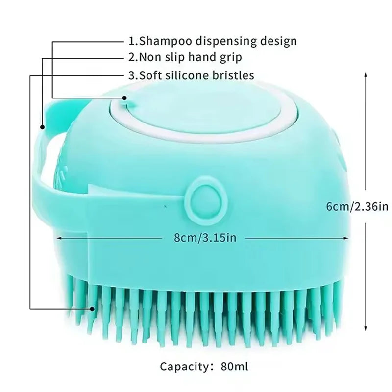 Silicone Pet Bath Massage Brush with Foam Dispenser
