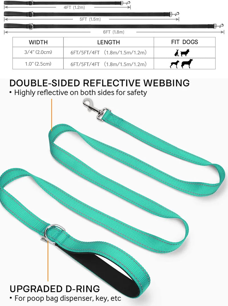 Reflective Dog Harness Collar and Leash Set (1.2-1.8m)