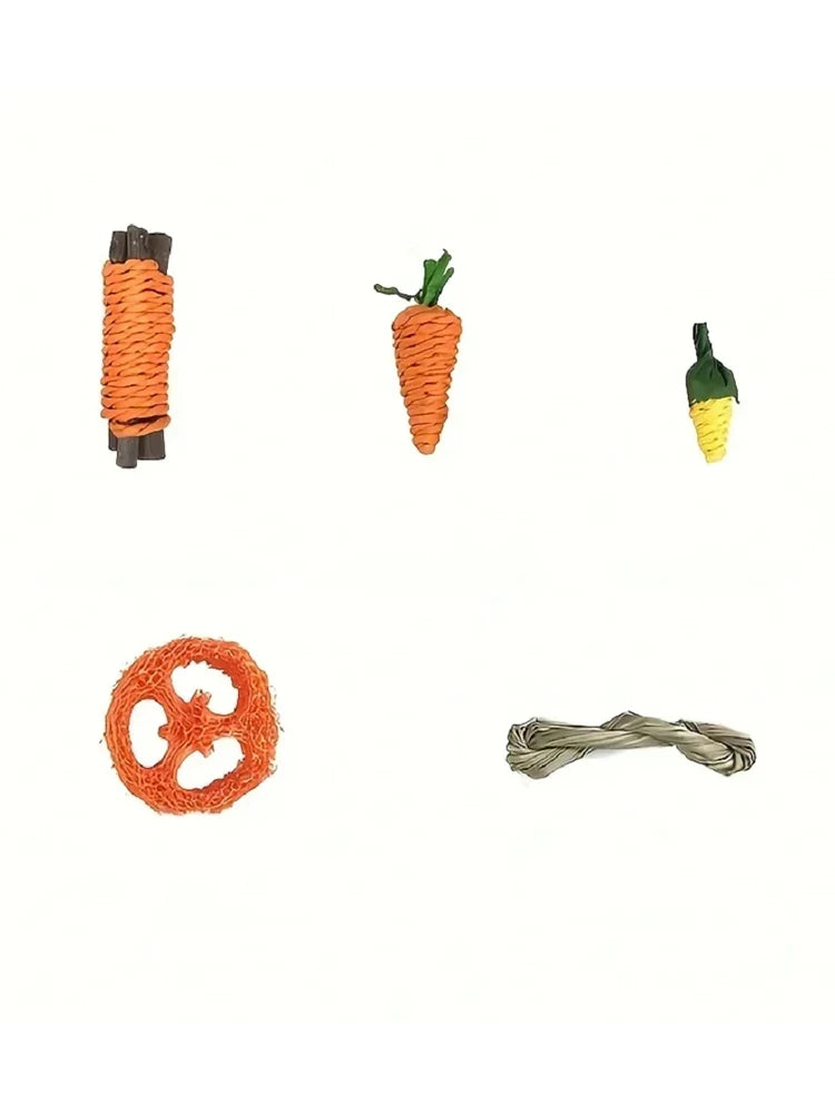 9-Piece Small Pet Chew Toy Set for Rabbits and Hamsters