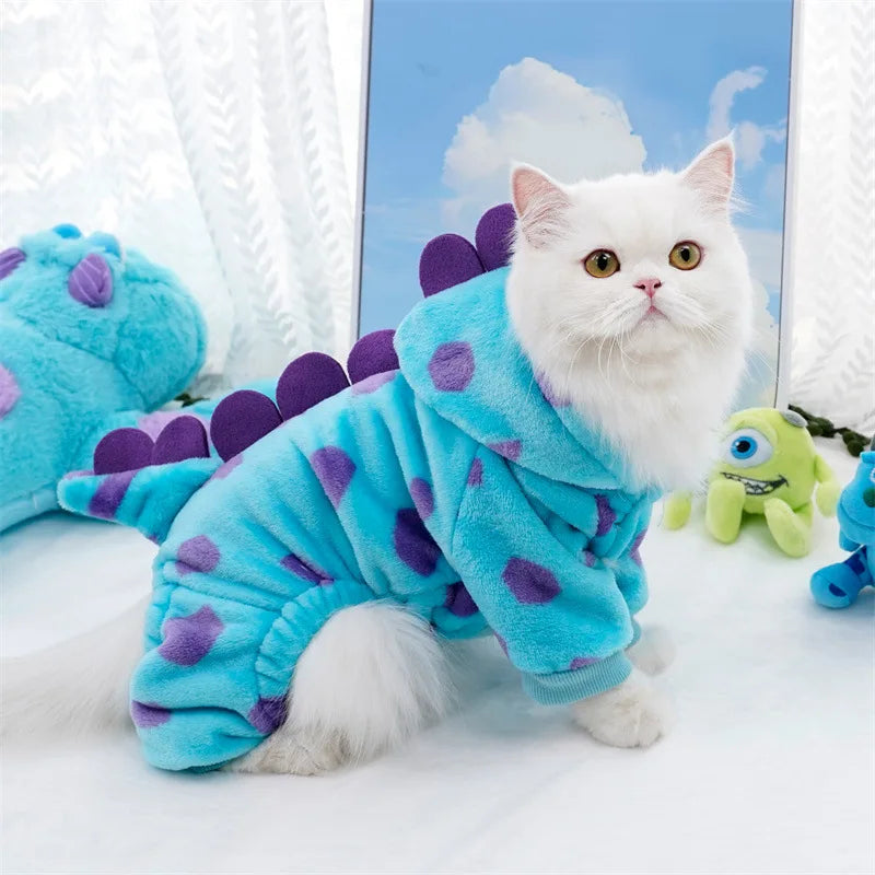 Cozy Dinosaur Fleece Pet Hoodie for Small Dogs and Cats