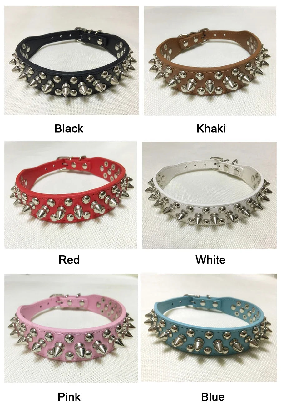 Punk Rivet Spiked Leather Dog Collar
