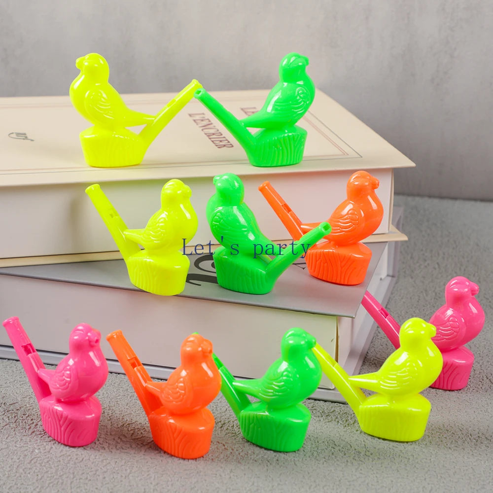 Colorful Bird & Dinosaur Water Whistles for Party Favors (10 Pack)