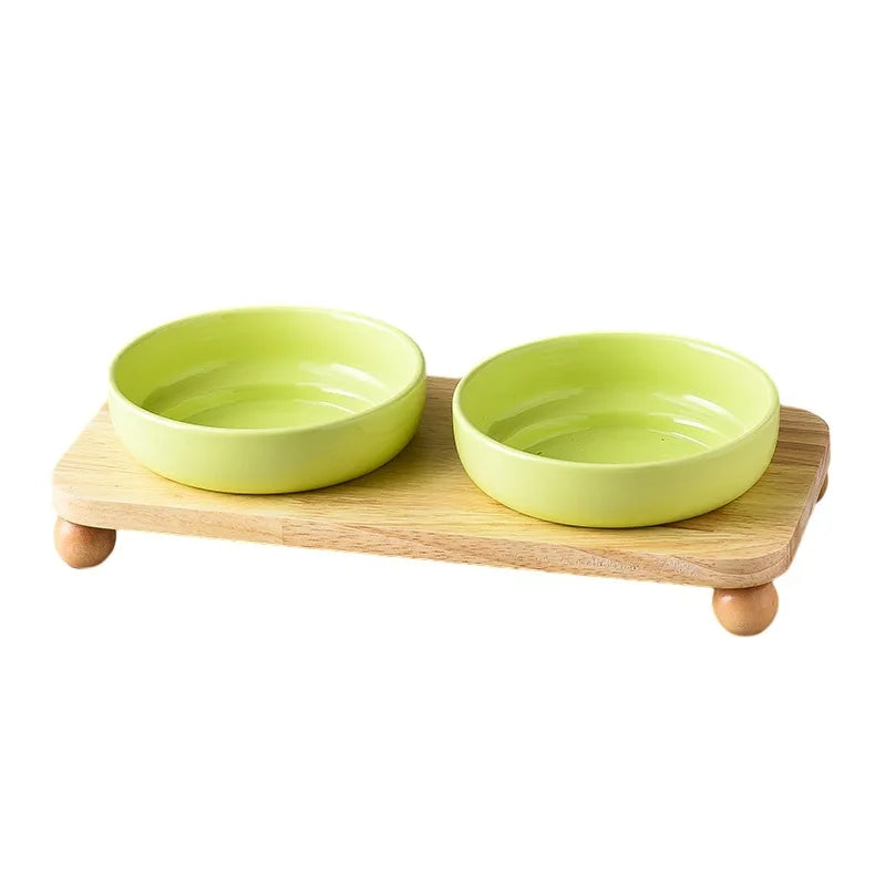 Elevated Ceramic Cat & Dog Bowl with Stand – 2-in-1 Food and Water Feeder