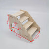 Wooden multi-room maze playhouse for hamsters showing dimensions and structure.