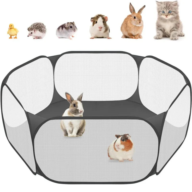 Foldable Transparent Pet Playpen — Portable Indoor & Outdoor Tent for Cats, Small Dogs, and More