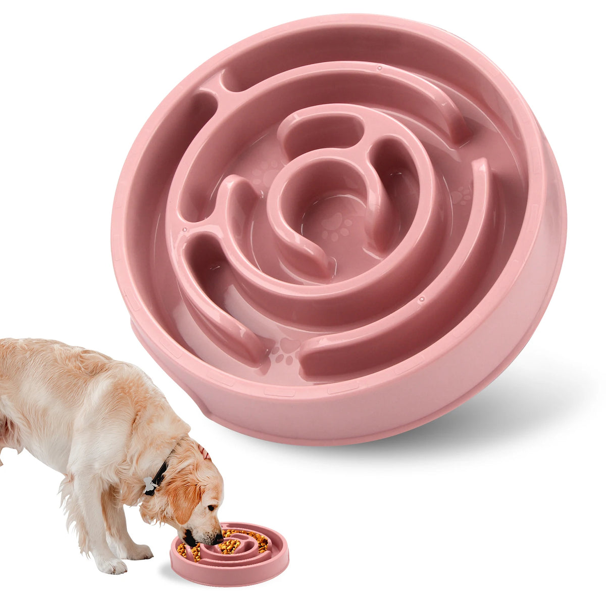 Anti-Gulping Maze Slow Feeder Dog Bowl with Non-Slip Base