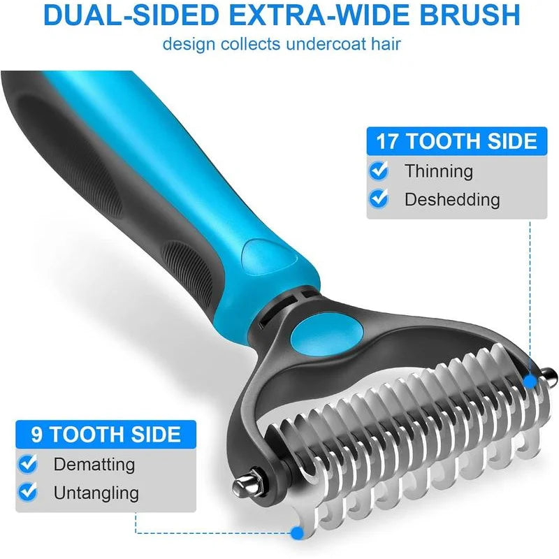 2-in-1 Pet Deshedding Brush for Dogs and Cats
