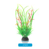 A cluster of realistic aquarium plants with pink and red flowers growing in a pot.