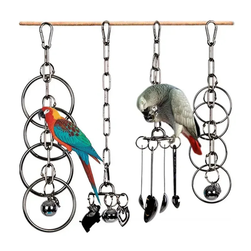 Juguete de Escalada y Mordido para Loros de Acero Inoxidable