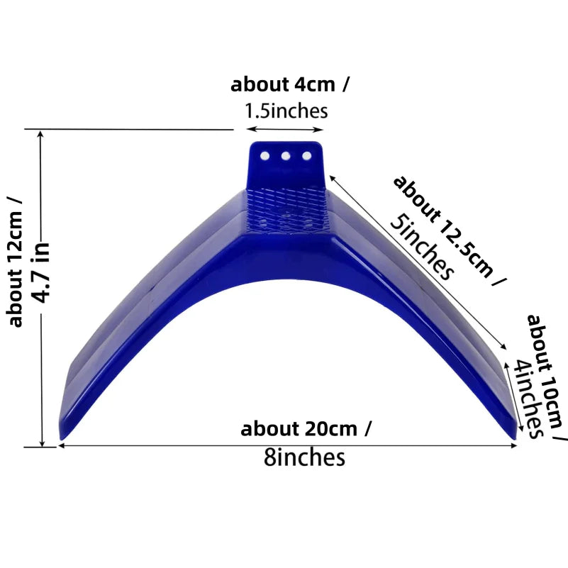 Un percha de paloma azul de plástico y paloma con unas dimensiones de unos 4 cm por 20 cm.