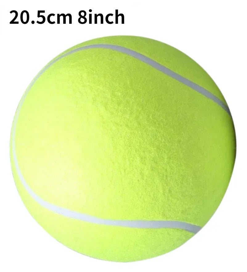 Helle limettengrüne Tennisball mit weißer Naht, 20,5 cm groß.