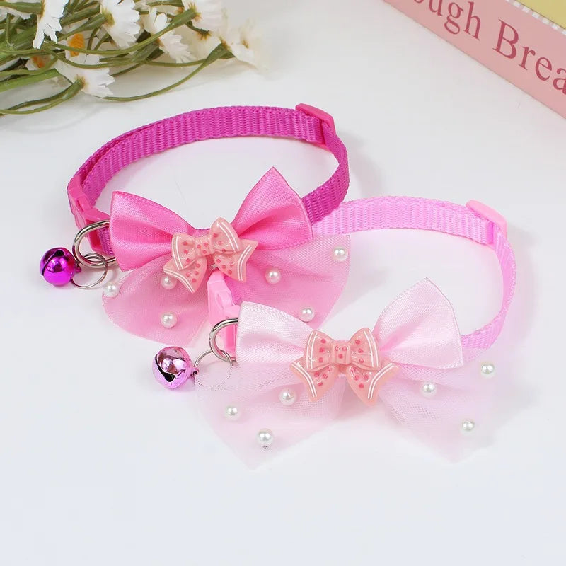 Adjustable Lace Bow Collar for Small Dogs and Cats