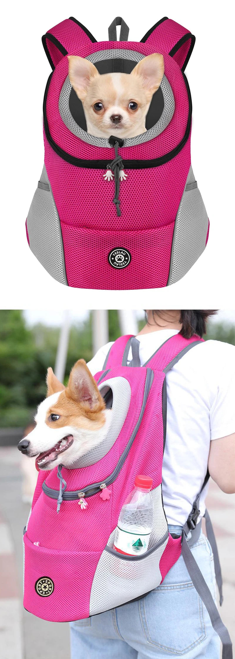 Double Shoulder Dog Carrier Bag - Portable Outdoor Pet Bag