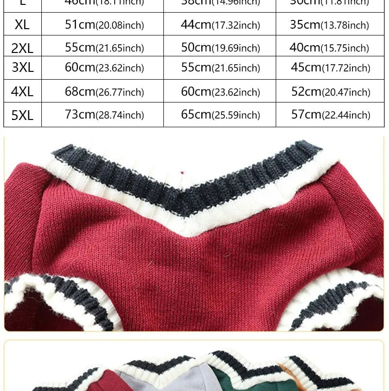 Classic V-Neck Knit Dog Sweater for Fall & Winter