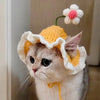 Cute Adjustable Cat Hat with Flowers for Cats and Small Dogs