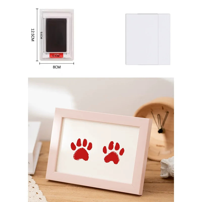 Wooden Baby Handprint & Pet Paw Print Keepsake Frame with Imprint Kit