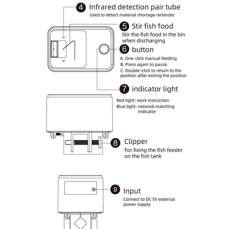 WiFi Automatic Aquarium Feeder 100ml Large Capacity