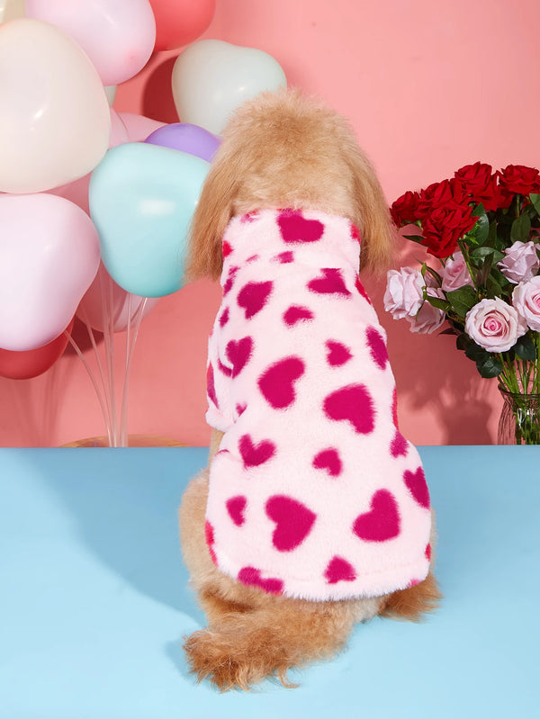 Sudadera de Peluche con Estampado de Corazones para Perro