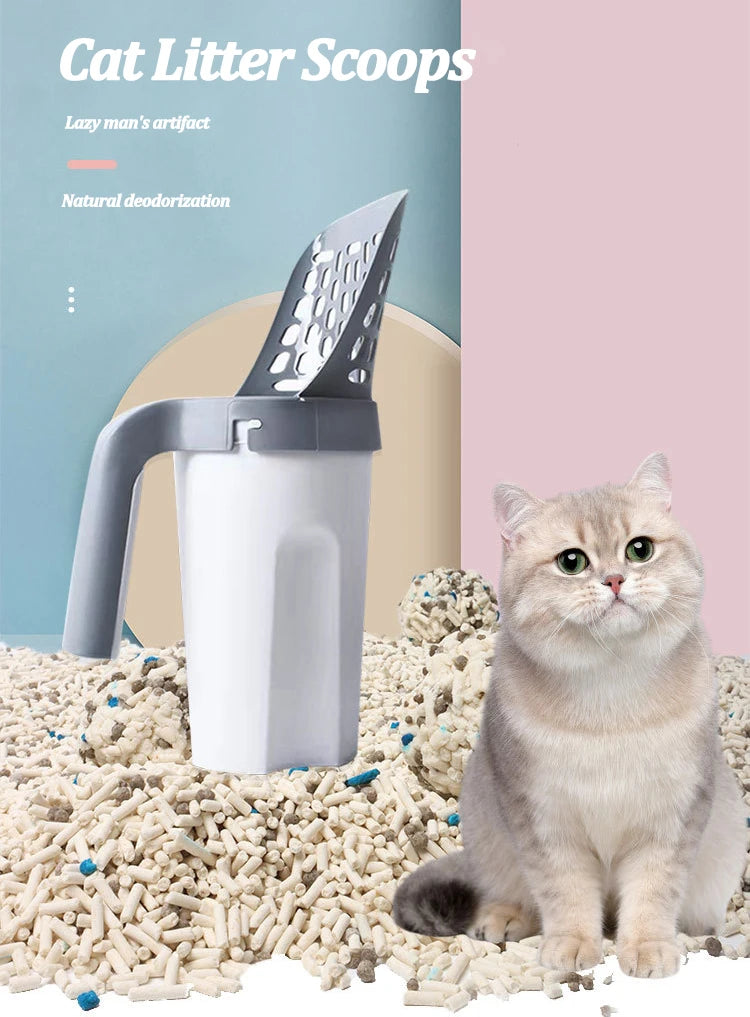 Cat Litter Scoop with Integrated Waste Bag Holder