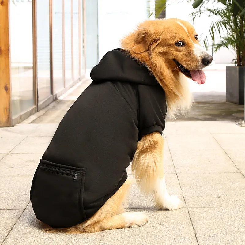 Sudadera de Fleece para Perro Grande con Capucha y Bolsillo con Cremallera