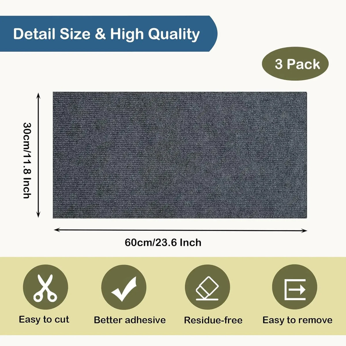 Self-Adhesive Trimmable Cat Scratching Mat for Furniture Protection
