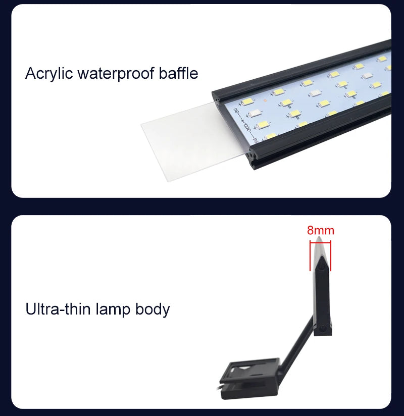 Lampe LED à clipser pour aquarium, fine, idéale pour la croissance des plantes
