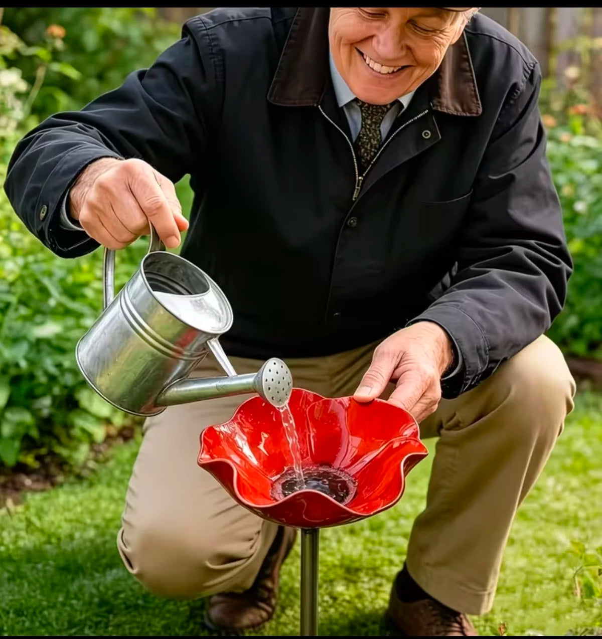 Decorative Flower Bird Feeder and Waterer for Garden
