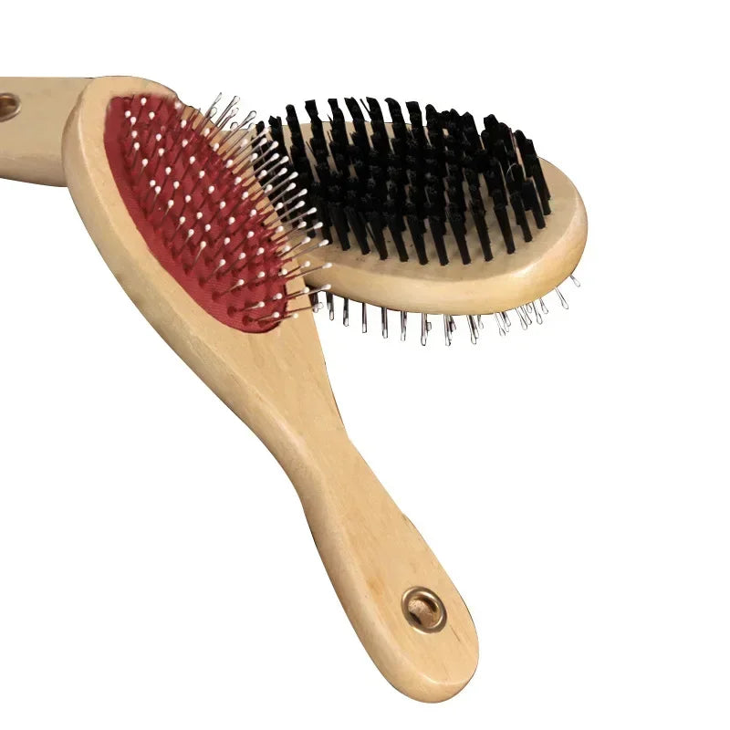 Double-Sided Wooden Pet Grooming Comb