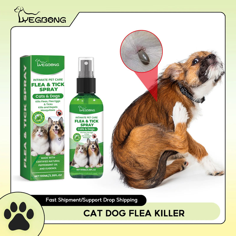 Mite Removal Spray for Cats and Dogs - Flea Killer & Tick Relief