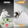 Before and after comparison showing a cat litter box liner used in an automatic litter box.