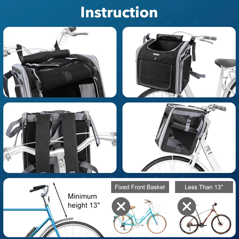 Expandable Pet Bike Basket & Travel Backpack