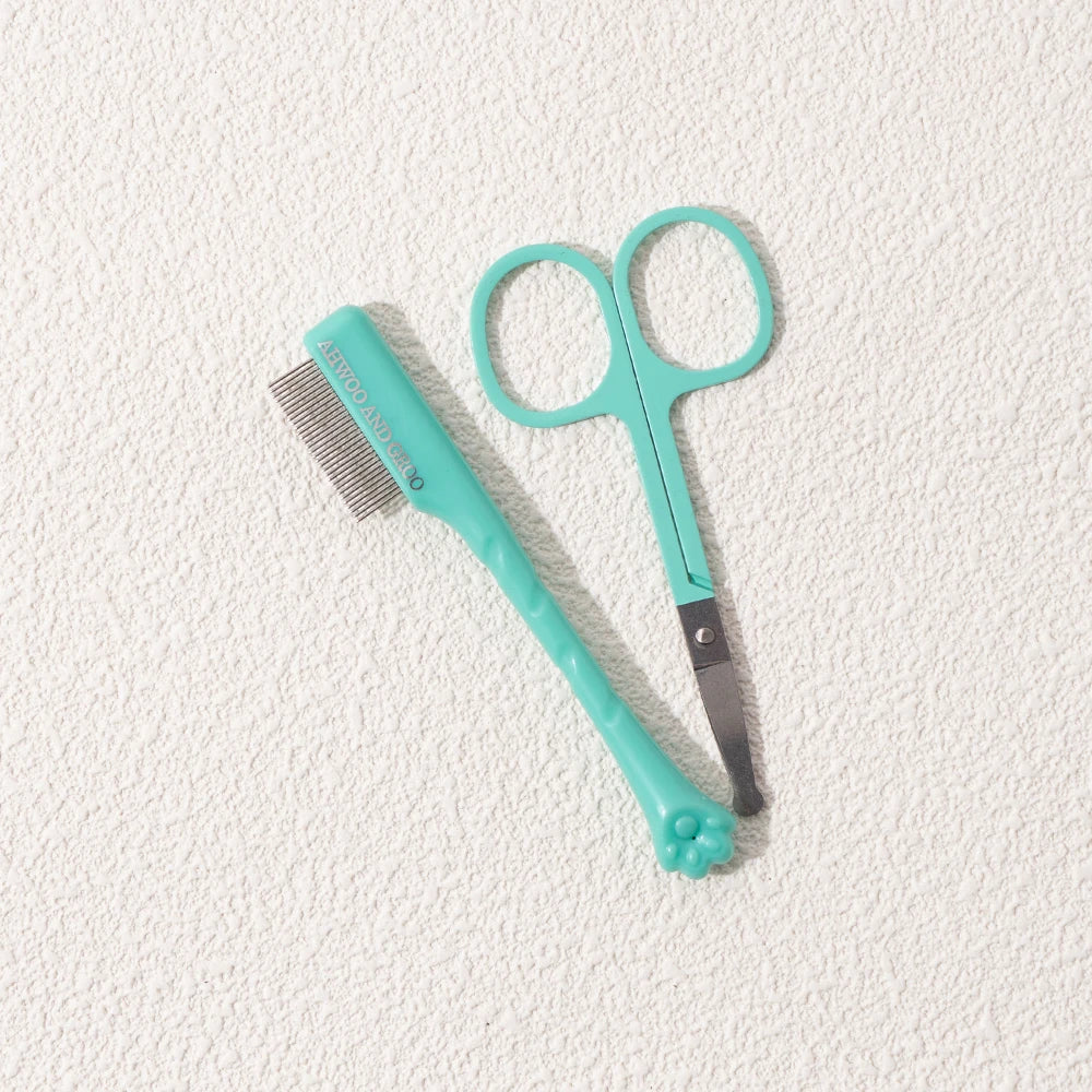 Pet Facial Grooming Kit – Tear Stain Comb & Safety Scissors