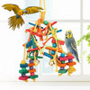 Colorful Wooden Bead and Rope Parrot Chew Toy with Hanging Hook