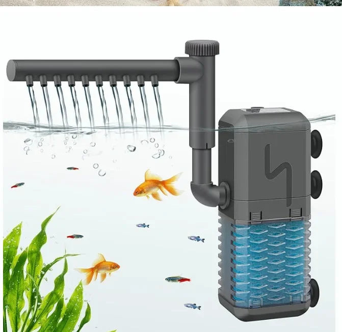3-in-1 Silent Aquarium Filter with Wave Maker and Oxygenation