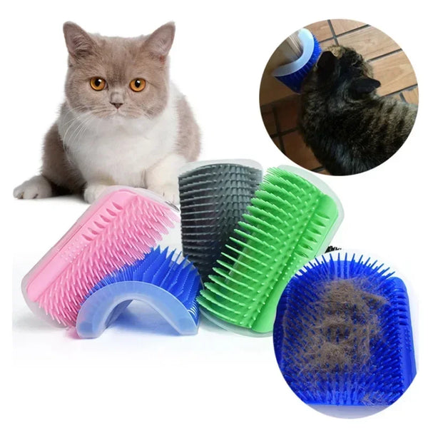 Cat Self Groomer with Catnip - Wall Corner Massage Comb