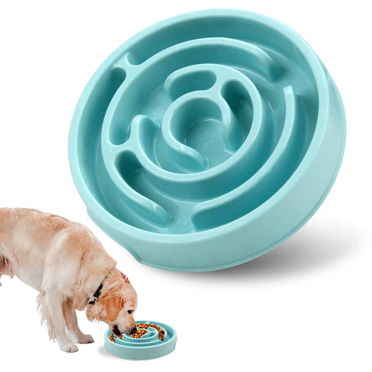 Anti-Gulping Maze Slow Feeder Dog Bowl with Non-Slip Base