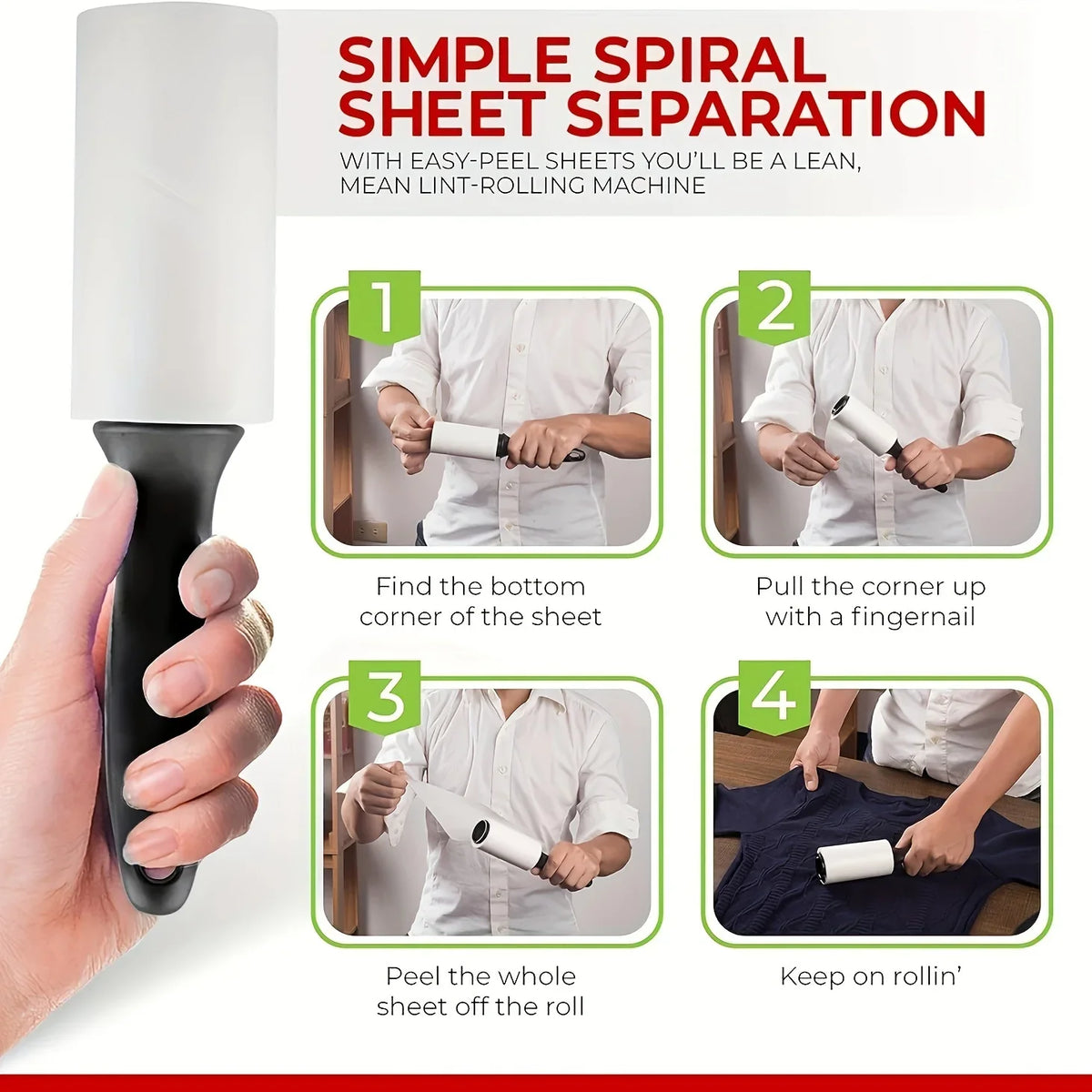 Extra-Sticky Pet Hair Lint Roller with Refillable Sheets