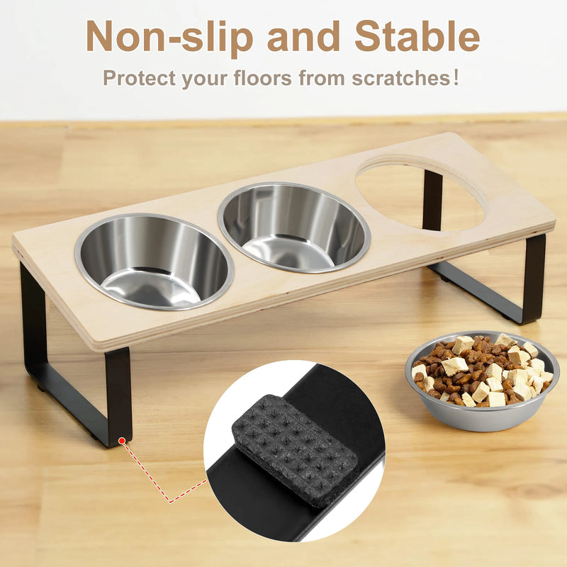Soporte Elevado para Cuencos de Gato con 3 Cuencos de Acero Inoxidable