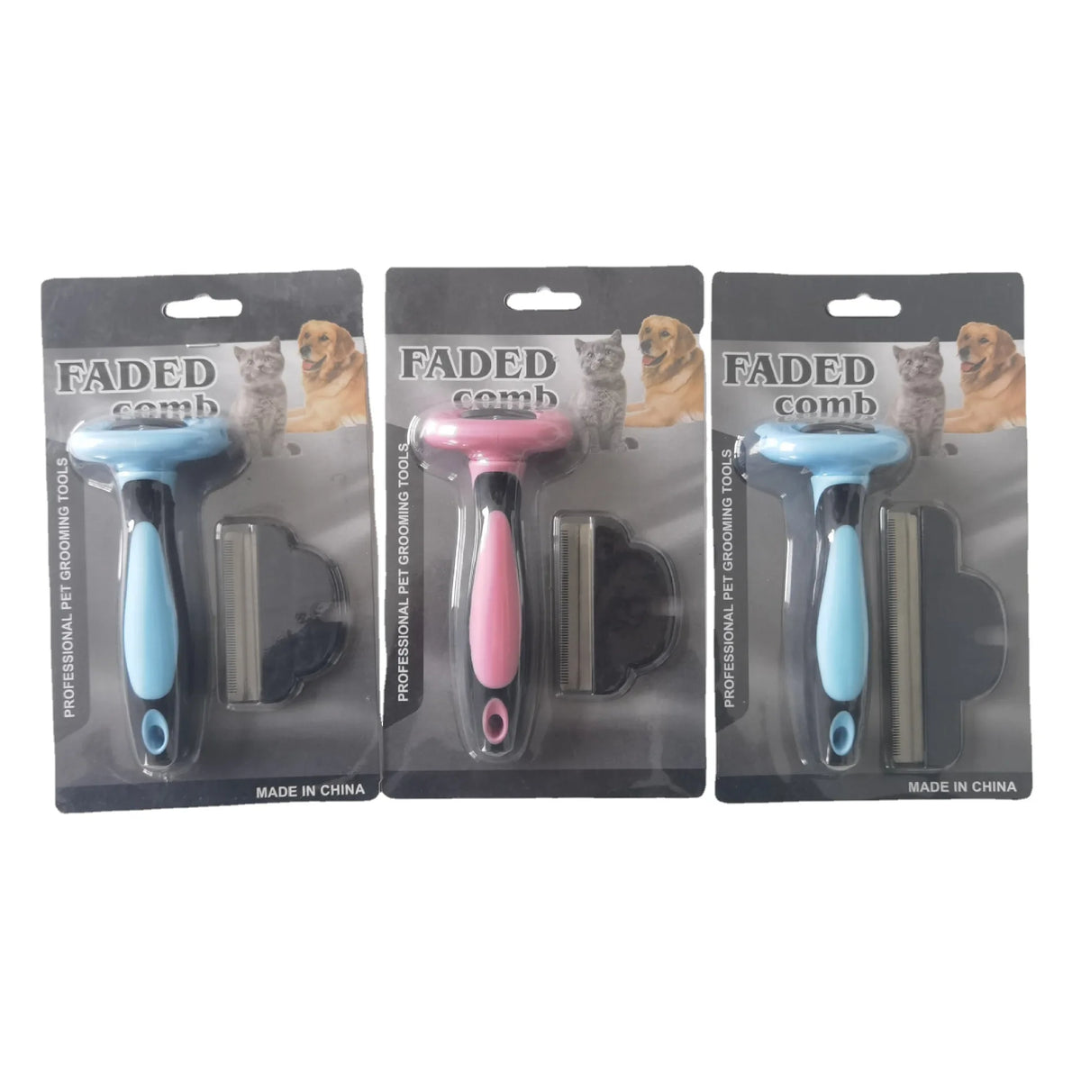 Detachable Pet Hair Grooming Comb with Replaceable Heads