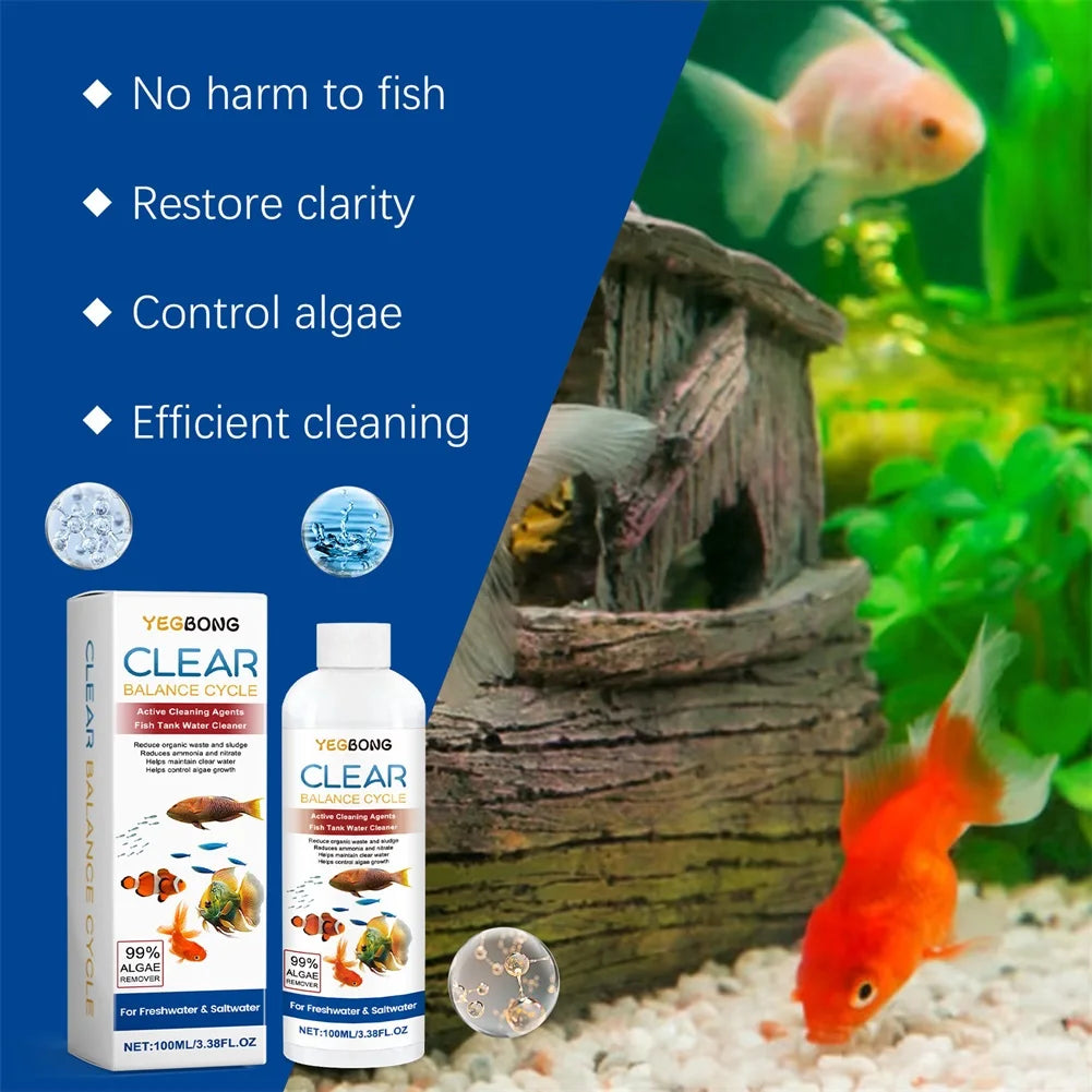 Yegbong Clear Balance Cycle Aquariumwasserklärer und Algenentfernerflasche mit Fisch