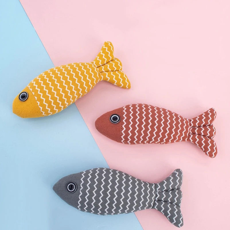 Interactive Linen Fish Cat Toy - Bite-Resistant & Dental Chew Plush