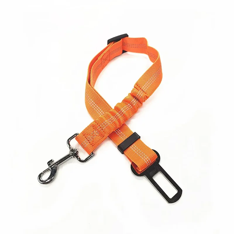 Orangejustierbarer Hundesicherheitsgurt mit reflektierender Linie und Metallclip
